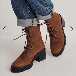 Madewell Bradley lace up lug sole boot in burlwood 8
